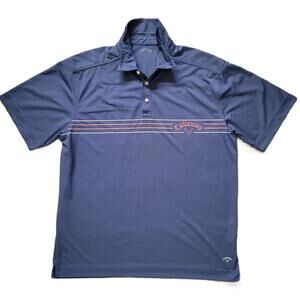 Callaway Men’s XL Golf Polo Shirt Blue w/ Stripe Performance Short Sleeve